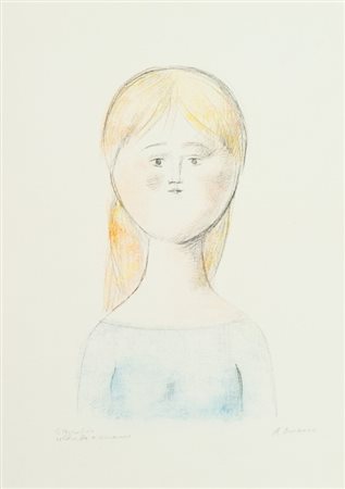 Antonio Bueno (Berlino 1918 - Firenze 1984) FIGURA Litografia colorata a mano...