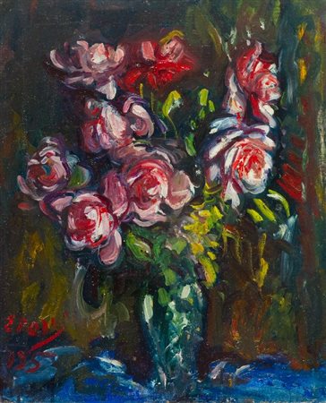 Ennio Pozzi (Sesto Fiorentino (Fi) 1893 - 1972) VASO DI FIORI, 1955 Olio su...