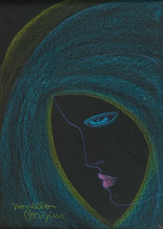 Novella Parigini (Chiusi 1921 - Roma 1993) VOLTO Pastelli policromi su...