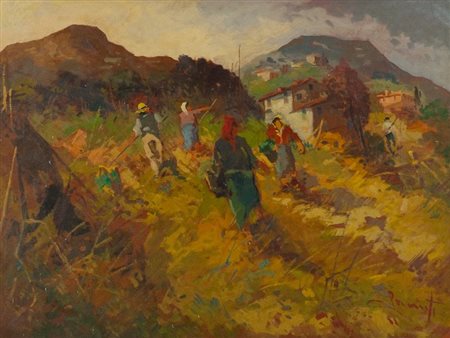 Villy Clemente (Livorno 1923 - 1999) RUSTICO Olio su tela, cm. 60x80 Firmato...