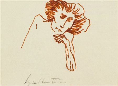 Remo Squillantini (Stia 1920 - 1996) VOLTO Pennarello su carta, cm. 10,5x14...