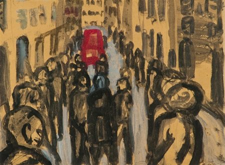 Renzo Grazzini (Firenze 1912 - 1989) PROCESSIONE Acquerello su carta, cm....
