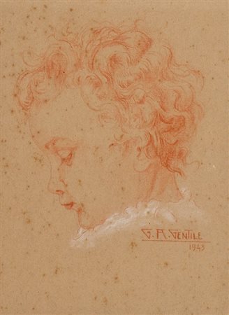 Guido Arnolfo Gentile (Firenze 1885 - 1966) VOLTO, 1943 Sanguigna su carta,...