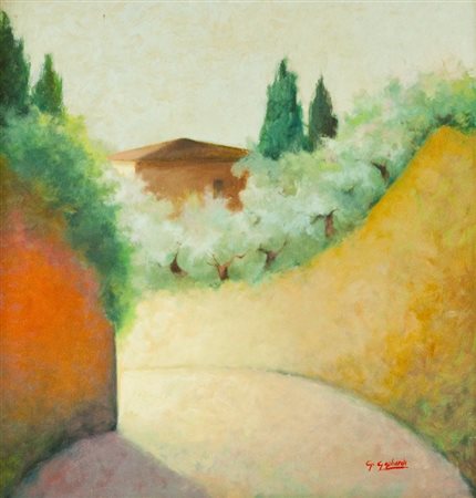 G. Gagliardi PAESAGGIO Olio su tavola, cm. 93x88,5 Firmato in basso a destra.