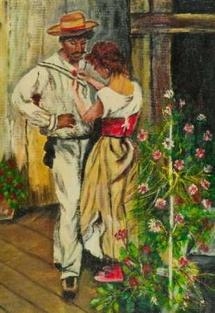 Solisca Seghieri FIGURE Olio su tela, cm. 50x35 Firmato in basso a sinistra.