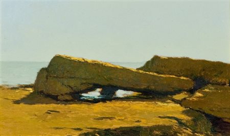 Antonio Dinelli (Livorno 1982) SCOGLIERA Olio su tavola, cm. 25x40 Firmato in...