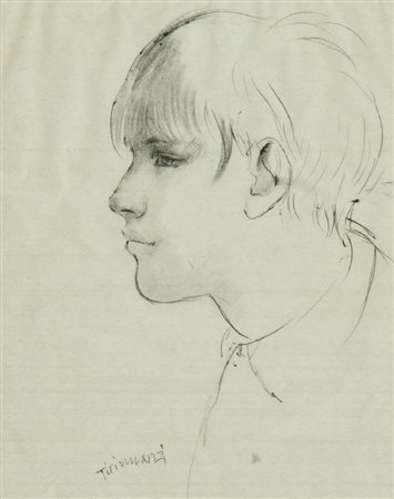 Nino Tirinnanzi (Greve in Chianti (Fi) 1923 - 2002) VOLTO Biro e carboncino...