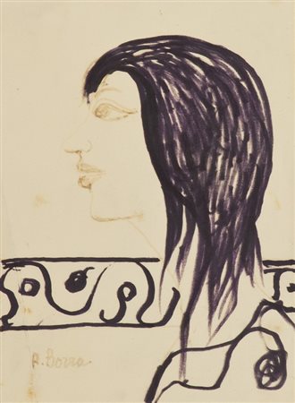 Pompeo Borra (Milano 1896 - 1973) FIGURA Tecnica mista su carta, cm. 34x25 La...