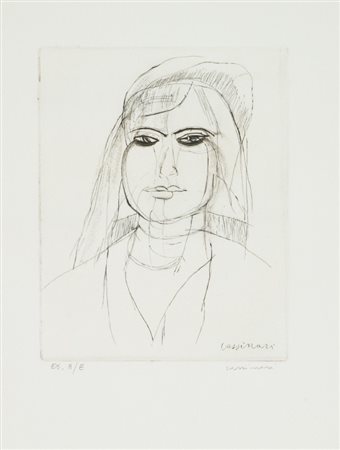 Bruno Cassinari (Piacenza 1912 - Milano 1992) FIGURA Acquaforte cm. 24x19, su...