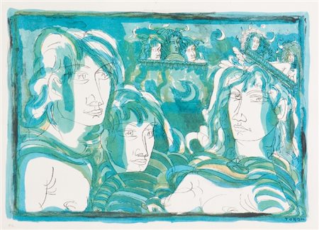 Tono Zancanaro (Padova 1906 - 1985) FIGURE, 1970 Litografia su carta, cm....