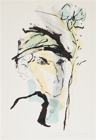 Ernesto Treccani (Milano 1920 - 2009) VOLTO Litografia su carta, cm. 70x50,...