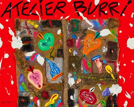 Bruno Donzelli (Napoli 1941) ATELIER BURRI Tecnica mista su tela, cm. 40x50...