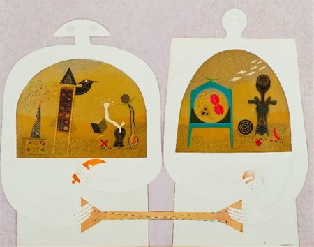 Antonio Caldarera (Messina 1942) SENZA TITOLO Tecnica mista su tavola, cm....