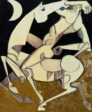 Bruno Landi (Roma 1941) CAVALIERE, 2006 Olio e tecnica mista su tela, cm....