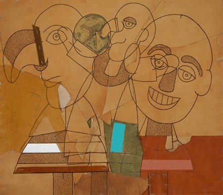 Concetto Pozzati (Vò di Padova 1935) GROTTESCO, 2004 Pirografia e smalto su...