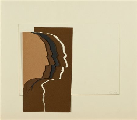 Mario Ceroli (Castelfrentano (Ch) 1938) PROFILI, 1978 Collage su carta, cm....