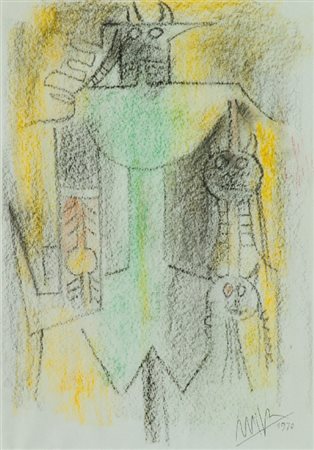 Wilfred Lam (Sagua la Grande 1902 - Parigi 1982) SENZA TITOLO, 1970 Pastelli...