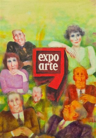 Remo Squillantini (Stia 1920 - 1996) EXPO ARTE Tecnica mista su cartone, cm....