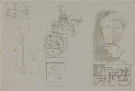 Atanasio Soldati (Parma 1896 - 1953) SENZA TITOLO, 1946 c.a. Disegno a matita...