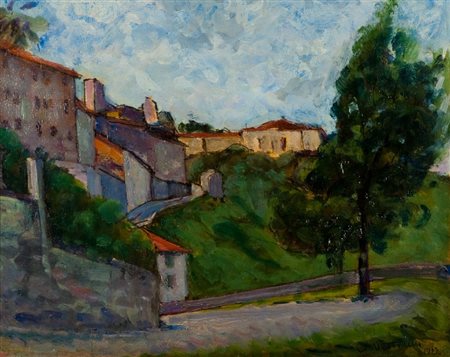 Umberto Vittorini (Milano 1890 - 1979) PAESAGGIO BERGAMASCO, 1943 Olio su...