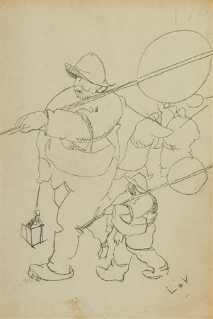 Lorenzo Viani (Viareggio 1882 - Ostia 1936) IL BALENA Biro su carta, cm....