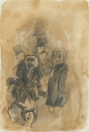 Franz Borghese (Roma 1941 - 2005) FRANCESCO A CAVALLO, 1978 Tecnica mista su...