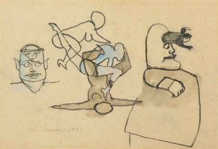 Mino Maccari (Siena 1898 - Roma 1989) SENZA TITOLO, 1981 Tecnica mista su...