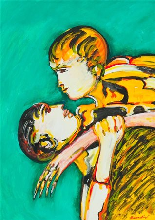 Remo Brindisi (Roma 1918 - Lido di Spina (Fe) 1996) FIGURE Tempera su carta,...