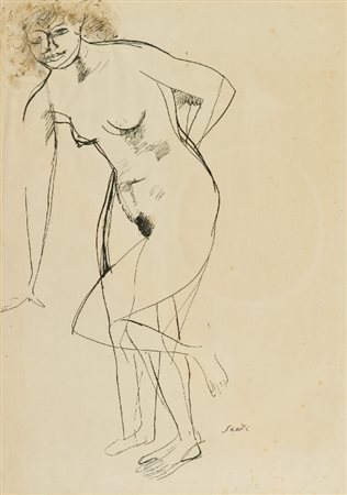 Bruno Saetti (Bologna 1902 - 1984) NUDO China su carta, cm. 70x50 La carta...