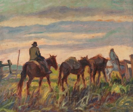 Carlo Domenici (Livorno 1897 - Portoferraio 1981) BUTTERI, anni '20 Olio su...