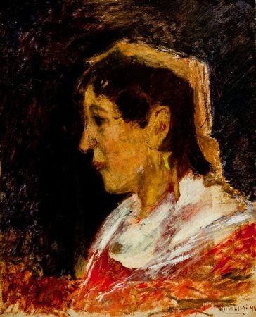 Ulvi Liegi (Livorno 1858 - 1939) RITRATTO, 1890 Olio su tela, cm. 50x40 Firma...