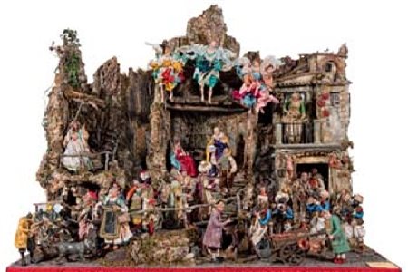 Giuseppe Ferrigno PRESEPE Scultura in terracotta, ceramica, sughero, legno, e...