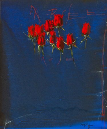 Mario Madiai (Livorno 1944) ROSE Olio su tela, cm. 60x50 Firmato in basso a...
