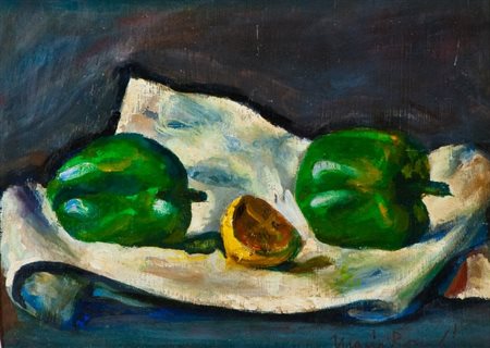 Mario Romoli (Firenze 1908 - 1978) NATURA MORTA, 1960 Olio su tavola, cm....