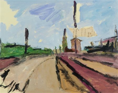 Tonino Gottarelli (Imola 1920 - 2007) STRADA Tecnica mista su cartone, cm....