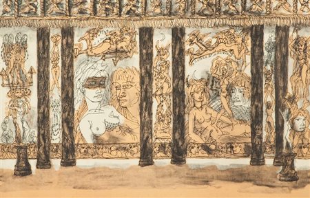 Tono Zancanaro (Padova 1906 - 1985) SENZA TITOLO Tecnica mista su carta, cm....