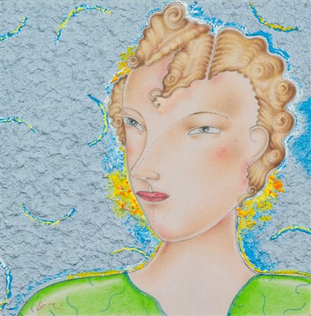 Luca Alinari (Firenze 1943) VOLTO Tecnica mista su tela applicata su tavola,...