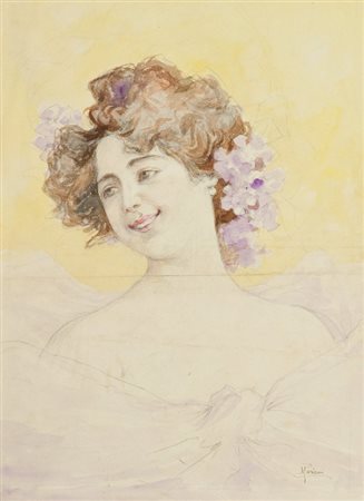 Mariani Pompeo (Attribuito) FIGURA Tecnica mista su carta, cm. 50x36 Firmato...