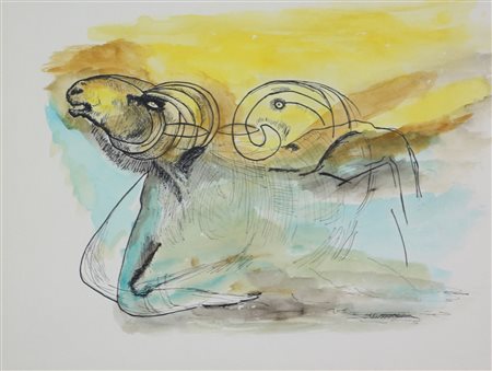 Cassinari Bruno Senza titolo tecnica mista su carta, cm. 32x42 circa firmata...