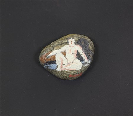 Fiume Salvatore Bagnante olio su sasso, cm. 12x15 firmato in basso a destra,...