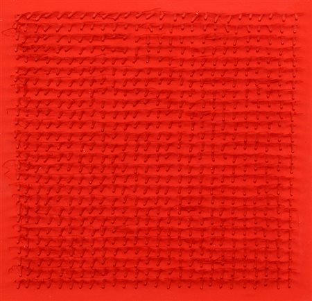 Aubertin Bernard Tableau clous, 1970 acrilico e chiodi su tavola entro teca...