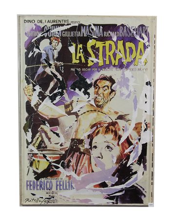 Rotella Mimmo La strada, 1997 decollage su tela entro teca di plexiglass, cm....