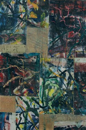 Bianco Remo Collage, 1960 tecnica mista su tela, cm 49,5x34 certificato di...