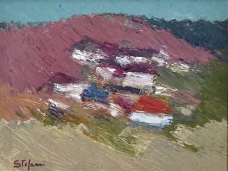 STEFANI OTTORINO Volpago (Tv) 1928 Paesaggio in rosa 1981 olio su tavola...