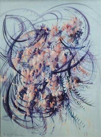 CREPET GUAZZO ANDREINA Mestre 1893 - 1984 Composizione fiori rosa su sfondo...