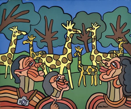 BAGOUT JULIEN Oran (Algeria) 1961 Nène famille olio su tela 54x65 firma in...