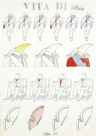 TADINI EMILIO Milano 1927 - 2002 Vita di Voltaire 1967 tecnica mista su carta...