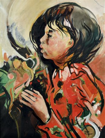 PAGNACCO ANDREA Venezia 1937 Fanciullo (anni'60) olio su tela 65x50 firma in...