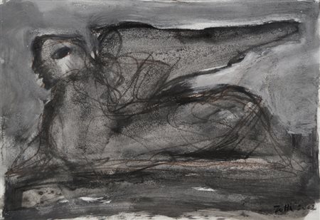 ZOTTI CARMELO Trieste 1933 - Treviso 2007 Sfinge alata 2002 tecnica mista su...