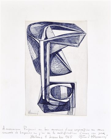 MANNARY GERARD senza titolo 1965 disegno a penna su carta 32x25,5 firma data...